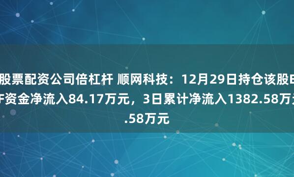 股票配资公司倍杠杆 顺网科技：12月29日持仓该股ETF资金净流入84.17万元，3日累计净流入1382.58万元